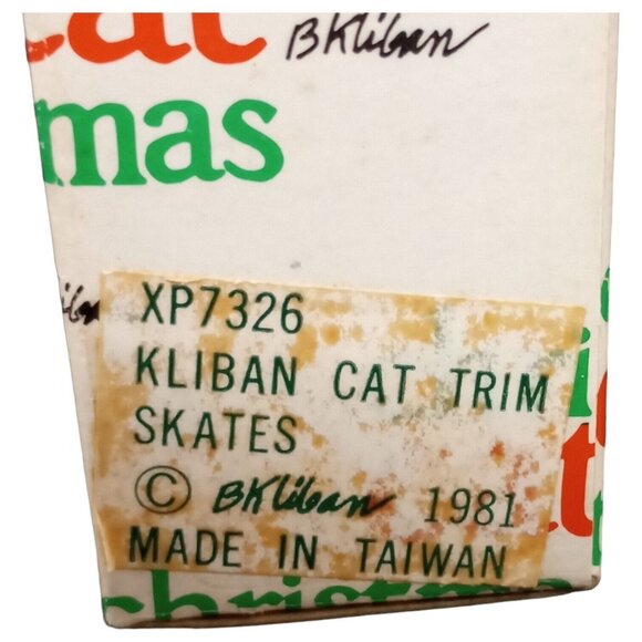 Vtg Christmas Cat Ornament Ceramic Black White Red Boots Top Hat Holiday Kliban - Picture 12 of 16